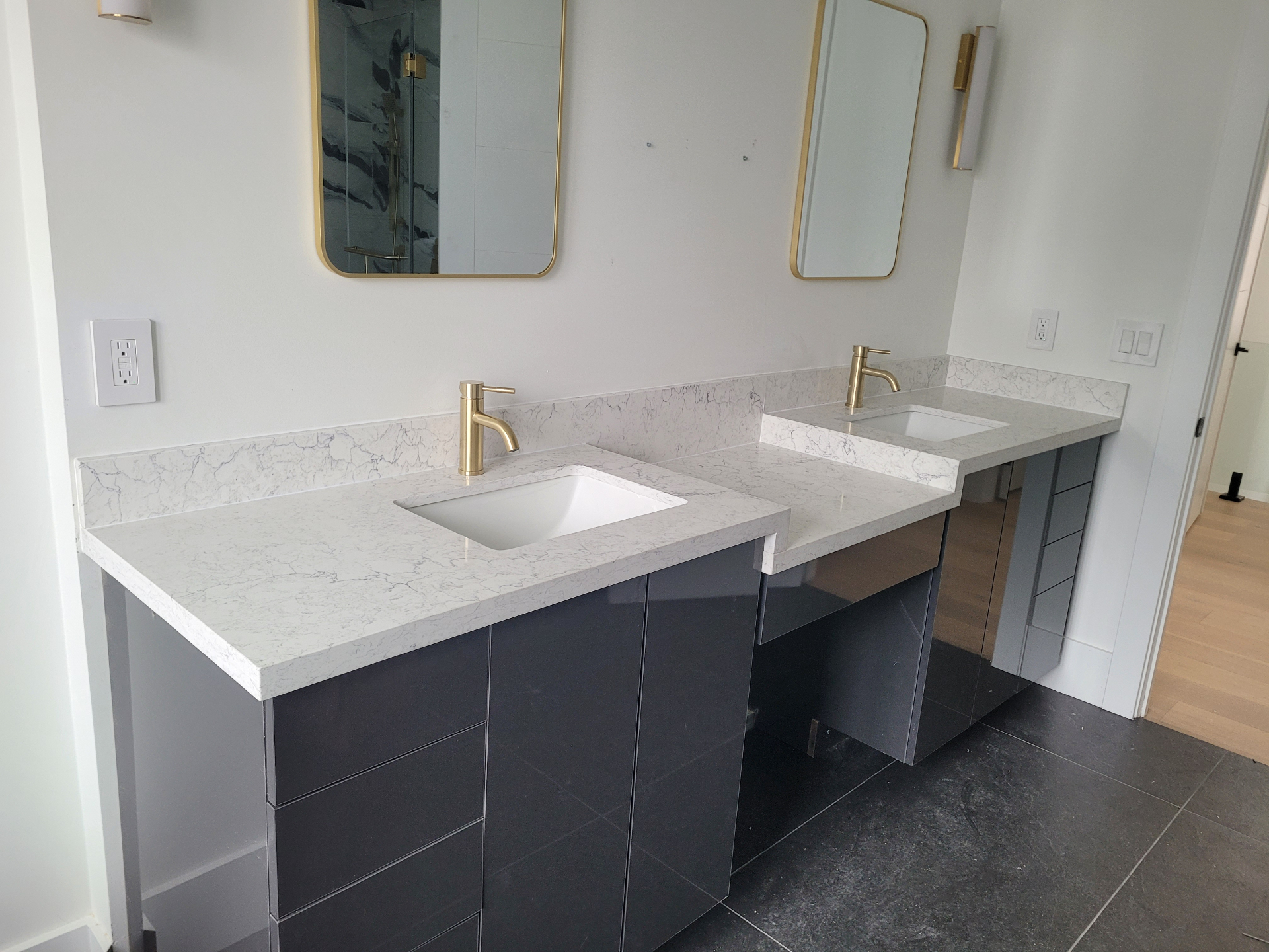 Bathroom vanity before countertop change
